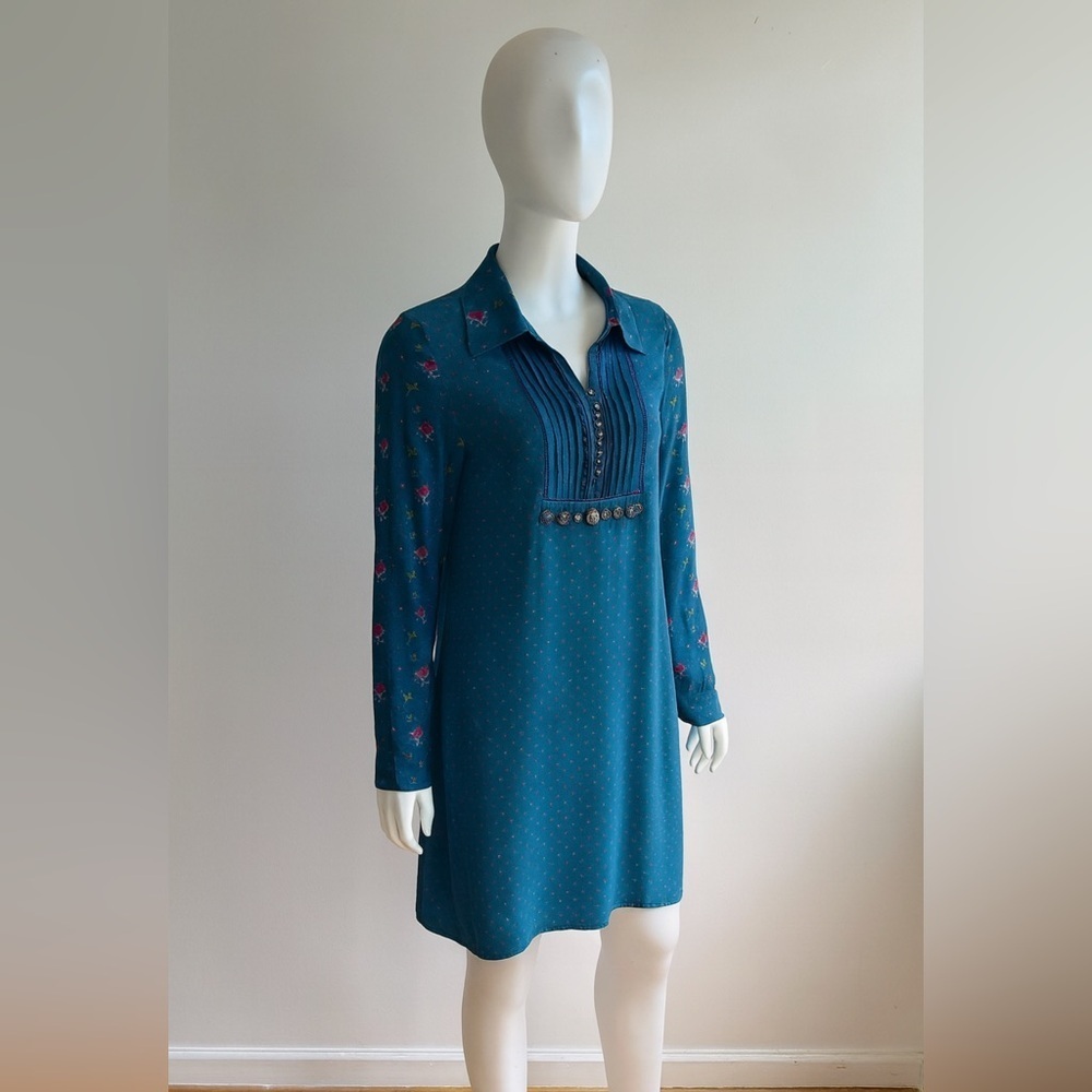 NWT Riverside Women’s blue shirt dress Size S 6 Boho Coastal Floral